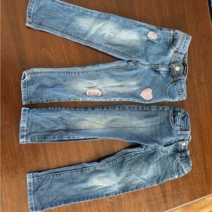 4T jeans (2 pair) Kids Blue Jeans with Pink Heart Patch